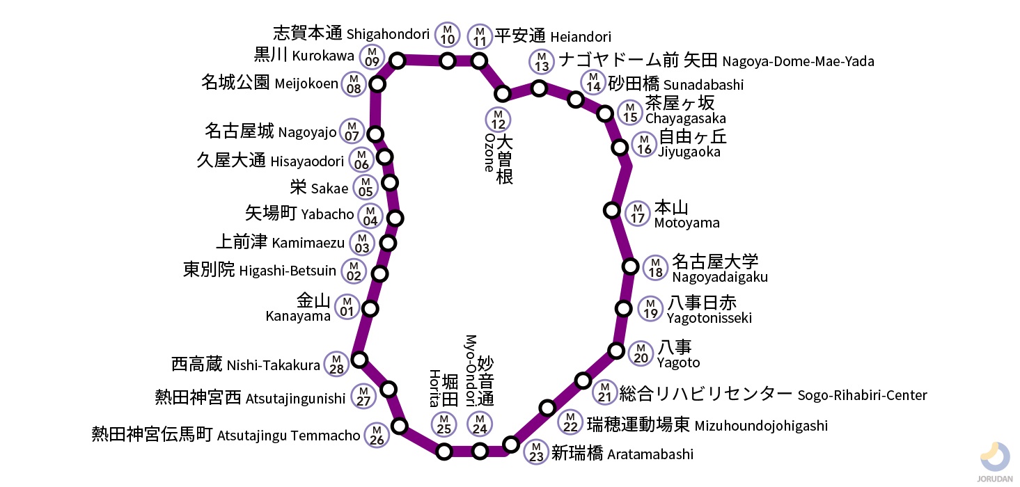 名古屋地下鉄名城線の路線図