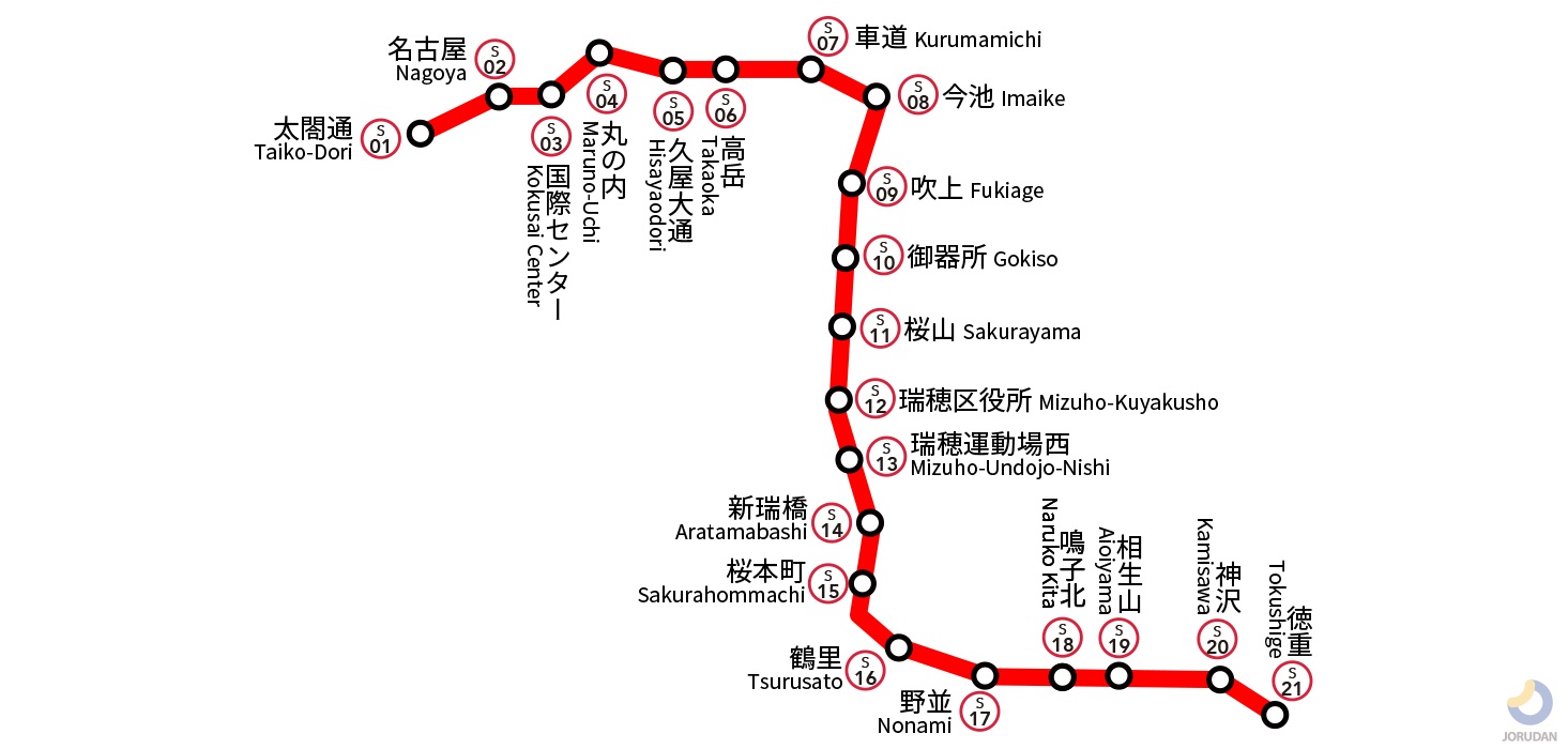 名古屋地下鉄桜通線の路線図