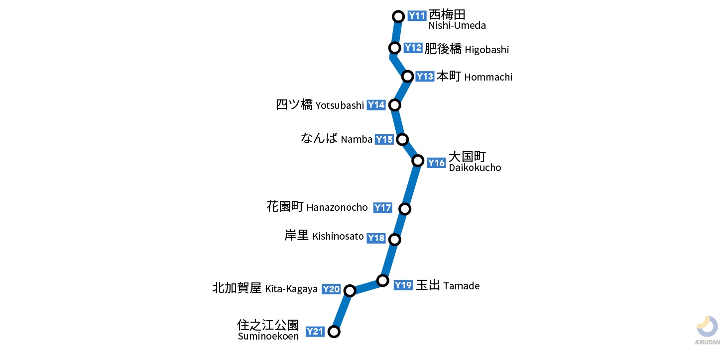 大阪メトロ四つ橋線の路線図