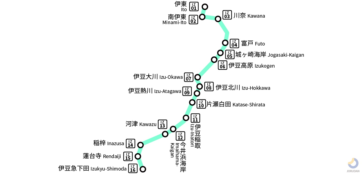 伊豆急行線の路線図