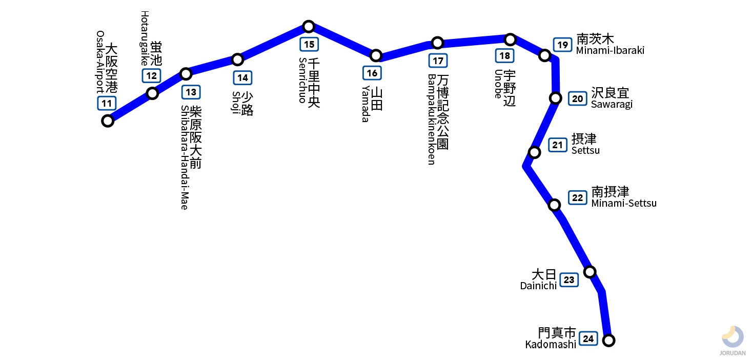 大阪モノレールの路線図