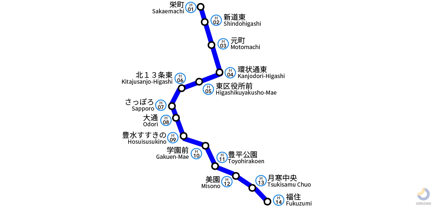 札幌地下鉄東豊線の路線図
