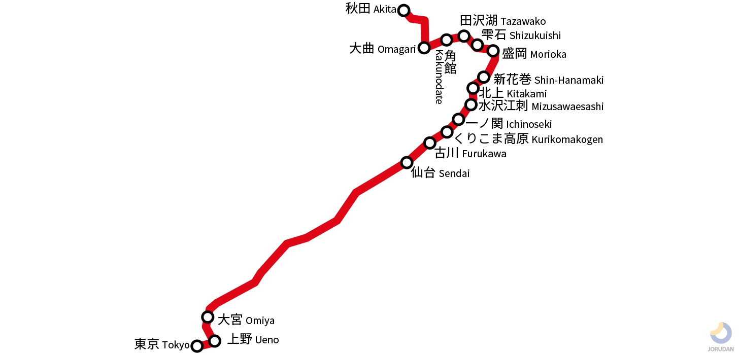 秋田新幹線の路線図