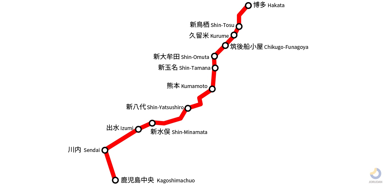 九州新幹線の路線図