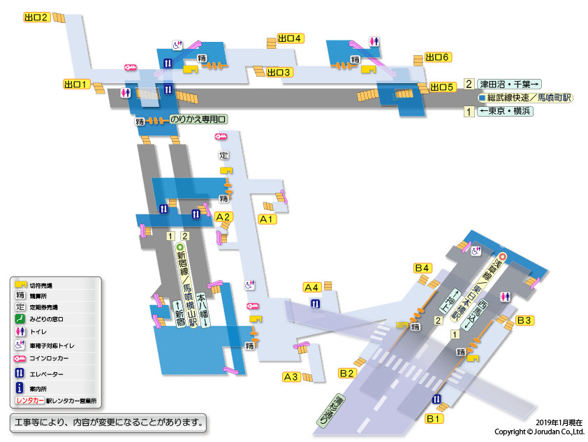 馬喰横山駅の構内図