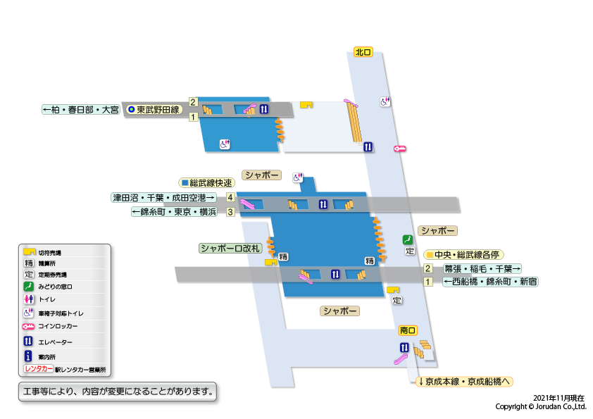 船橋駅の構内図