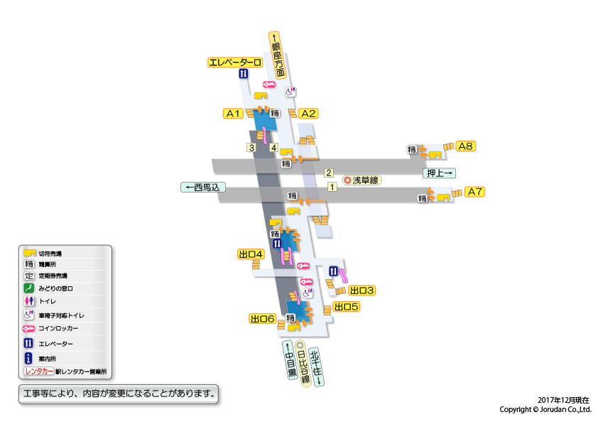 東銀座駅の構内図