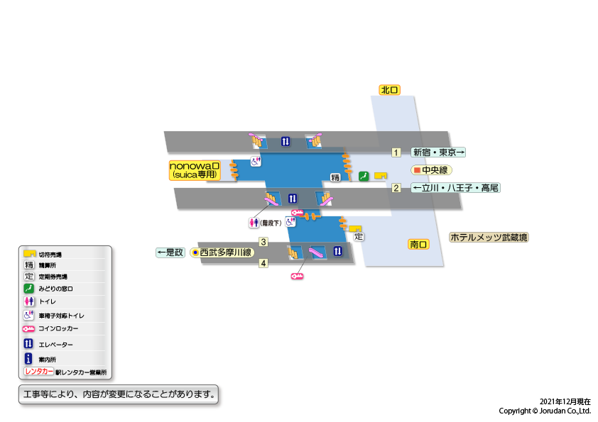 武蔵境駅の構内図