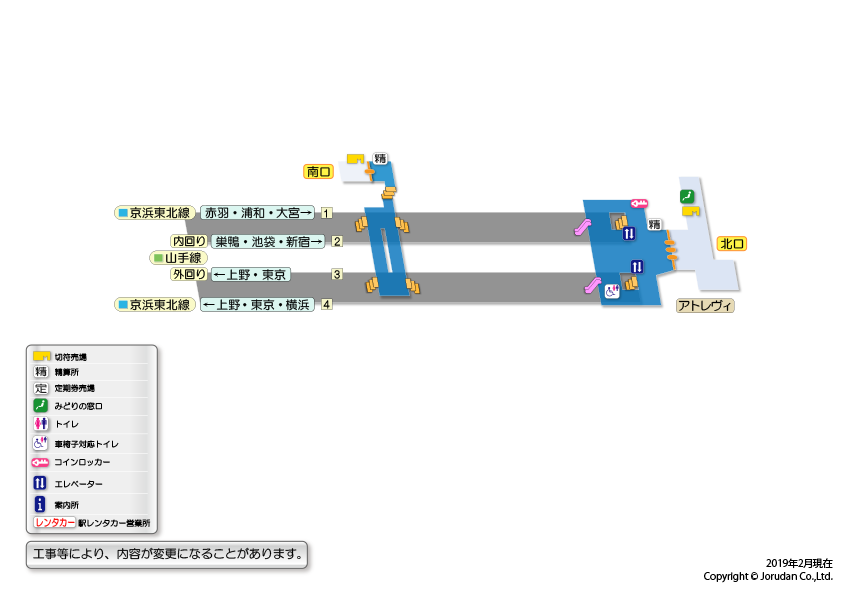 田端（東京）駅の構内図